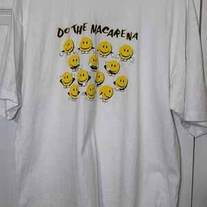 Do The Macarena White Graphic Tee - Smiley Face Print